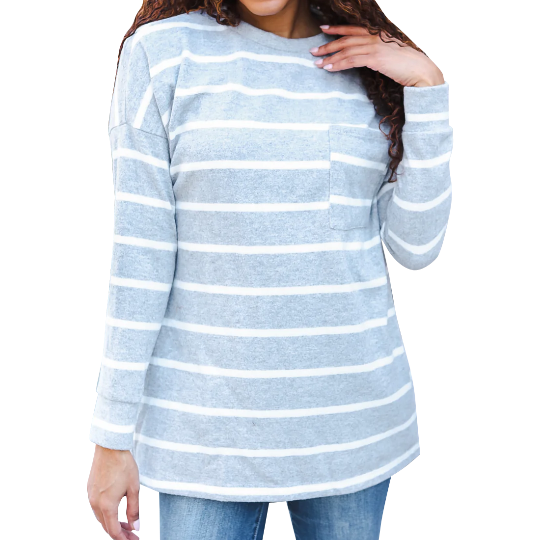 Women's Stripe Brushed Hacci Knit Top